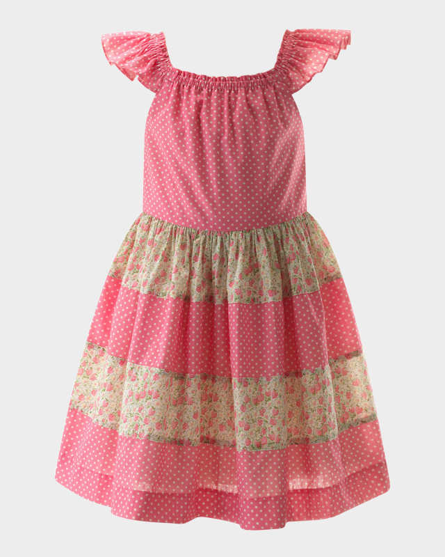 Girl's Strawberry & Polka Dot Tiered Dress, Size 2-